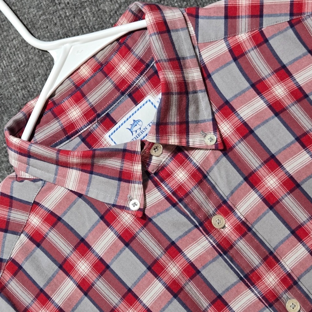 Southern Tide Mens Large Long Sleeve Red‎ Plaid Button Down Shirt Classic Fit